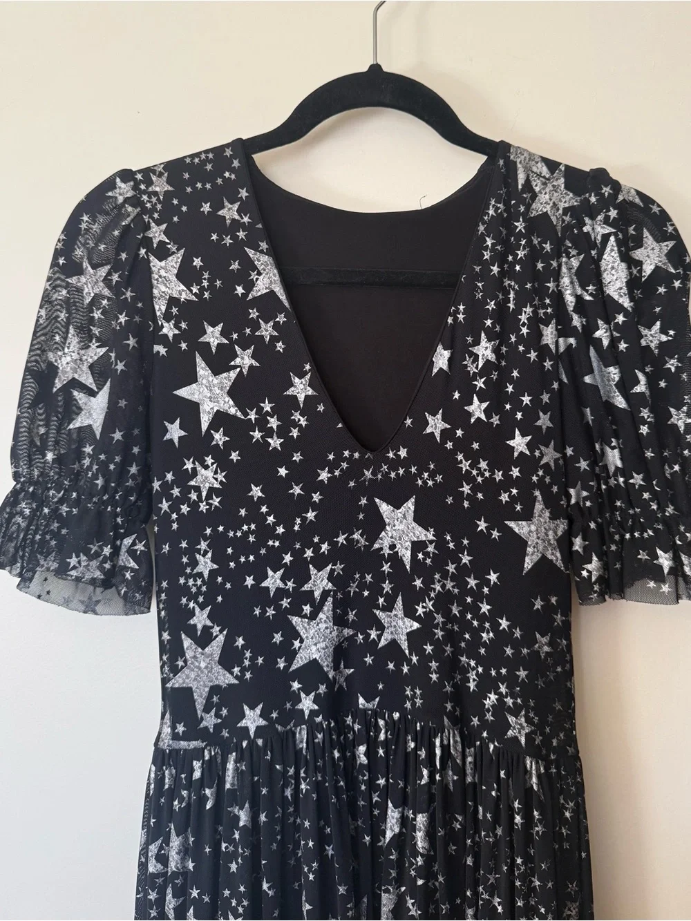 BlackMilk Stars Corrupted Stellar Midi Dress Black Mesh Silver Stars in Small - Picture 4 of 12